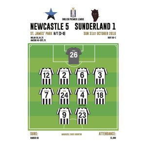 Newcastle United 5 Sunderland 1 Card
